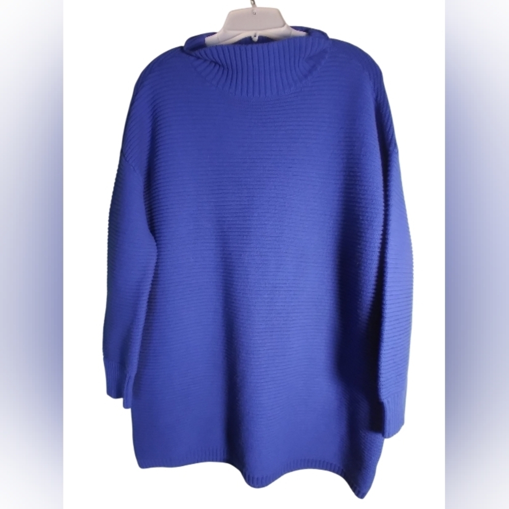 Melrose & Market Womens Long Blue Sweater Cotton Blend Size M Casual Comfy